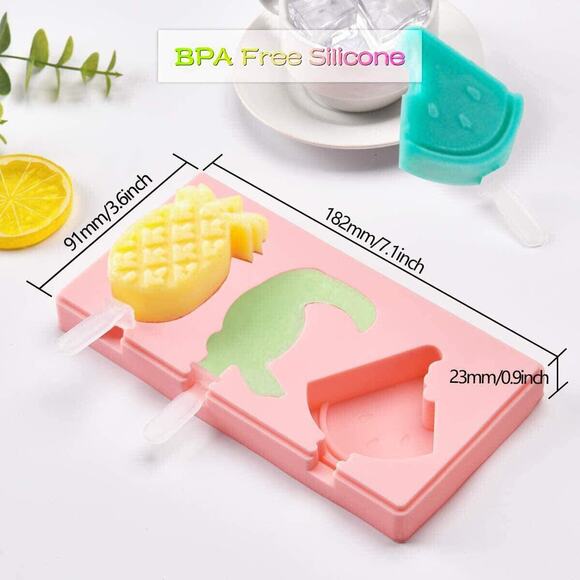 Popsicle Molds Set of 4, Ice Pop Molds Silicone 12 Cavities Ice Cream Mold... - Picture 2 of 8